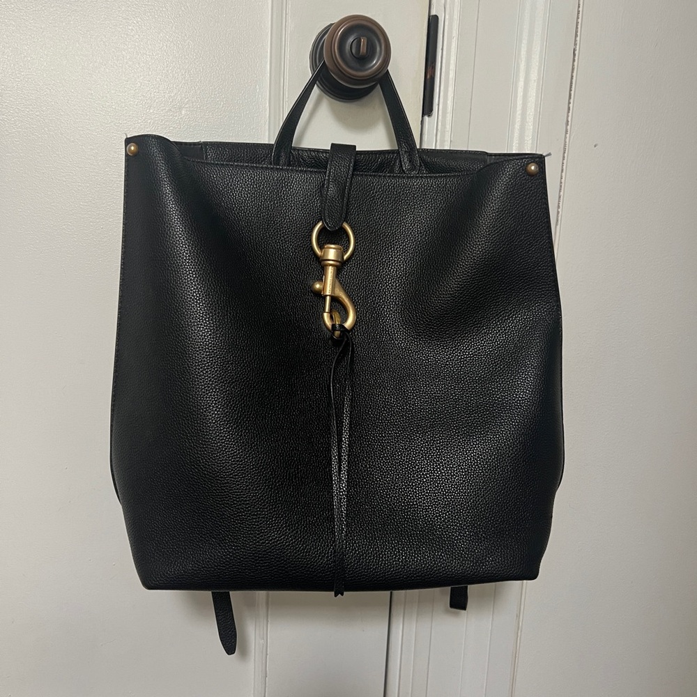 Rebecca Minkoff Black Leather Backpack with Gold Hardware